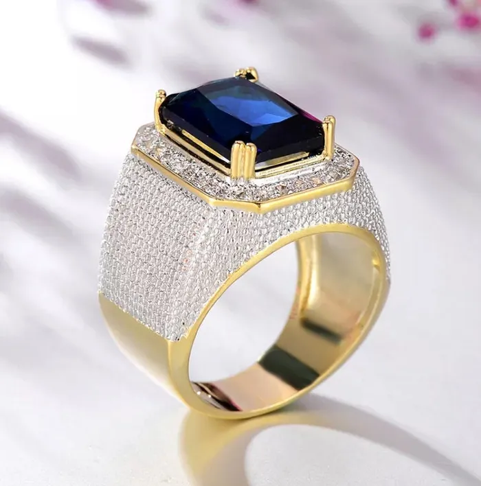 My Store Rings Blue Diamond Ring Sapphire Blue Diamond Ring Iced Out Ring Mens Blue Diamond Ring Mens Diamond Ring Big Ring Mens Iced Out Ring