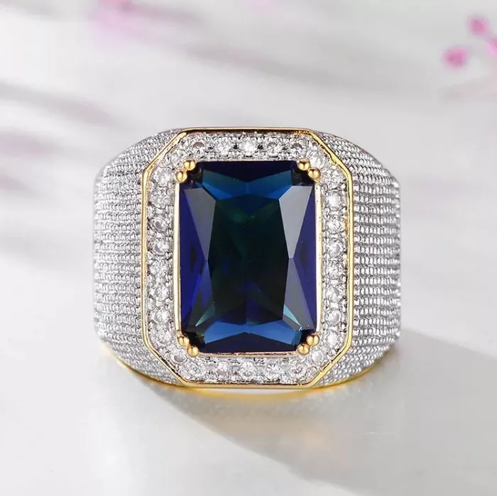 My Store Rings Blue Diamond Ring Sapphire Blue Diamond Ring Iced Out Ring Mens Blue Diamond Ring Mens Diamond Ring Big Ring Mens Iced Out Ring