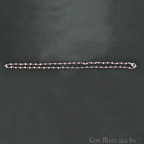 Natural Rose Chalcedony Necklace chain 18 Inch Silver Plated Beaded Finished Necklace Jewelry GemMartUSA Necklaces