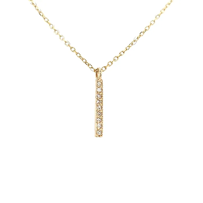 Necklaces 14k Yellow Gold Vertical Diamond Bar Necklace I6437 KC Designs