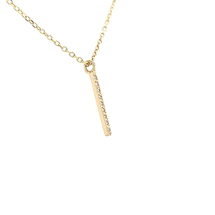 Necklaces 14k Yellow Gold Vertical Diamond Bar Necklace I6437 KC Designs