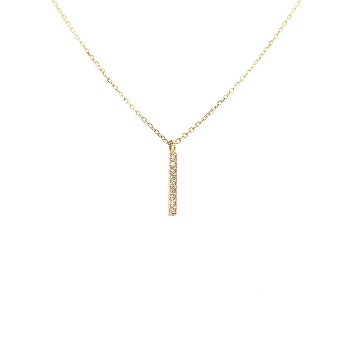 Necklaces 14k Yellow Gold Vertical Diamond Bar Necklace I6437 KC Designs