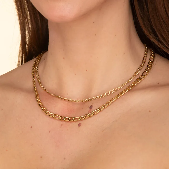 Necklaces Camile Stone 4mm Figaro Chain Necklace