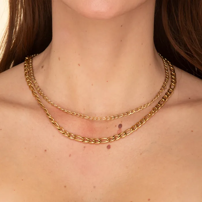 Necklaces Camile Stone 4mm Figaro Chain Necklace
