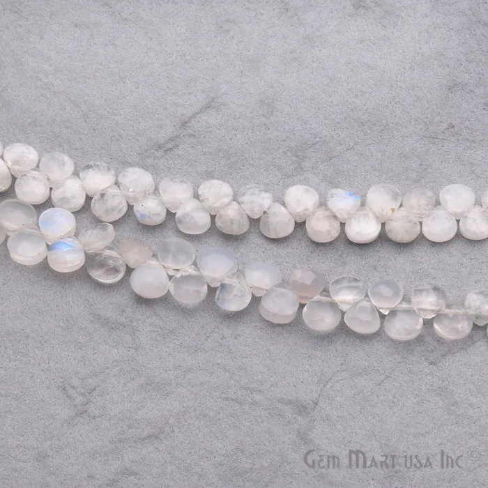 Necklaces GemMartUSA Rainbow Moonstone Heart Beads 6 Inch Gemstone Strands Drilled Strung Briolette Beads Heart Shape 5mm