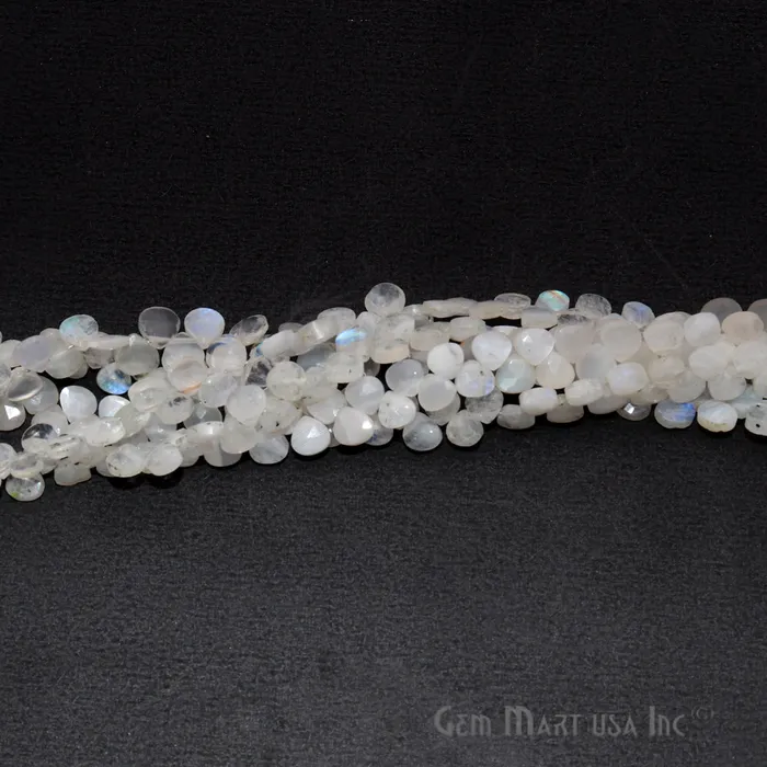 Necklaces GemMartUSA Rainbow Moonstone Heart Beads 6 Inch Gemstone Strands Drilled Strung Briolette Beads Heart Shape 5mm