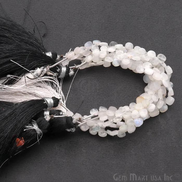 Necklaces GemMartUSA Rainbow Moonstone Heart Beads 6 Inch Gemstone Strands Drilled Strung Briolette Beads Heart Shape 5mm