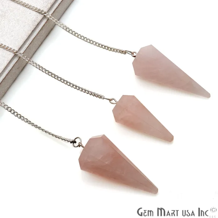 Necklaces GemMartUSA Rose Quartz Crystal Dowsing Pendulum Natural Gemstone Pendant with Silver Chain Necklaces GemMartUSA Rose Quartz Crystal Dowsing Pendulum Natural Gemstone Pendant with Silver Chain