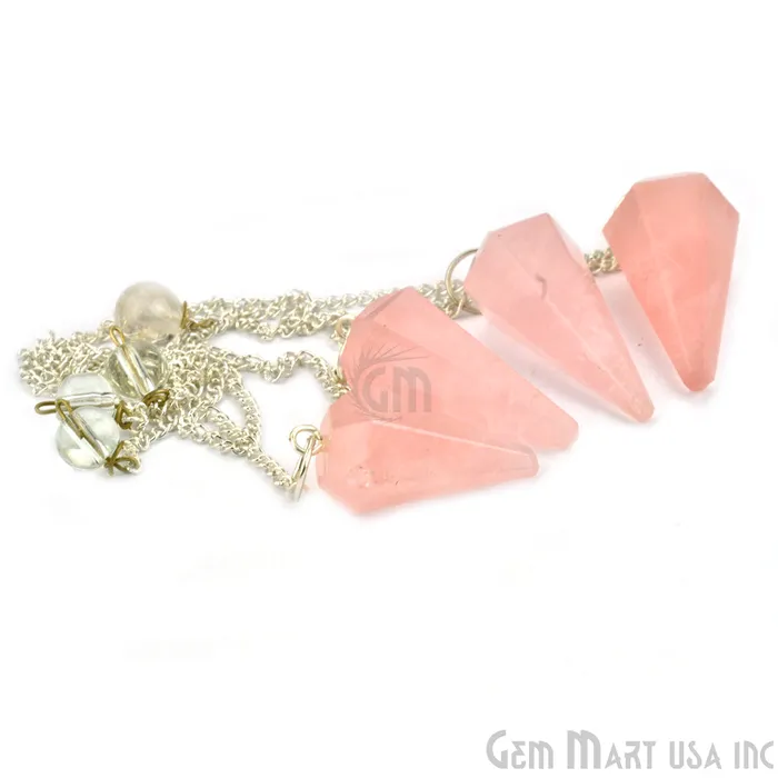 Necklaces GemMartUSA Rose Quartz Crystal Dowsing Pendulum Natural Gemstone Pendant with Silver Chain Necklaces GemMartUSA Rose Quartz Crystal Dowsing Pendulum Natural Gemstone Pendant with Silver Chain