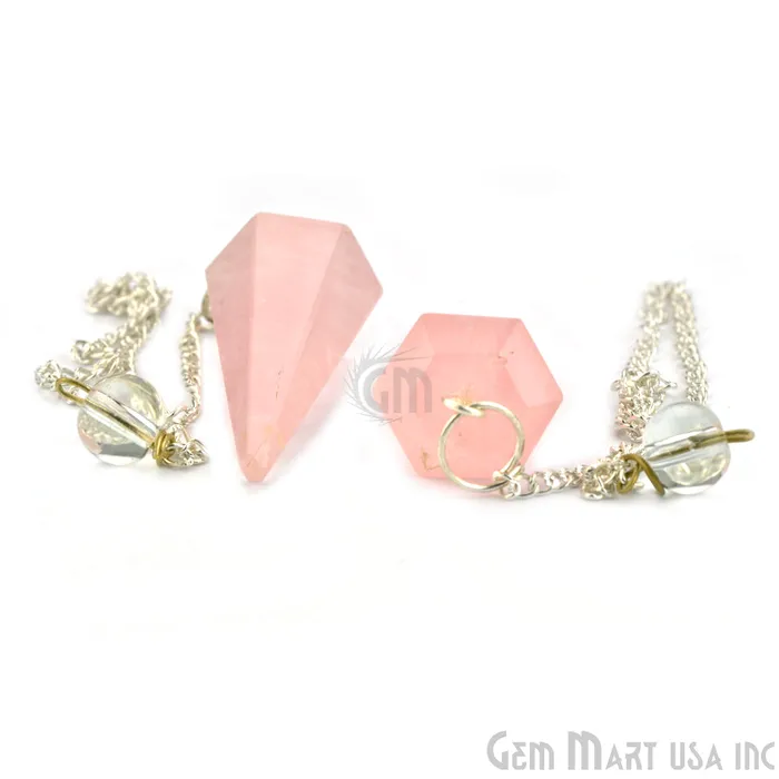 Necklaces GemMartUSA Rose Quartz Crystal Dowsing Pendulum Natural Gemstone Pendant with Silver Chain Necklaces GemMartUSA Rose Quartz Crystal Dowsing Pendulum Natural Gemstone Pendant with Silver Chain