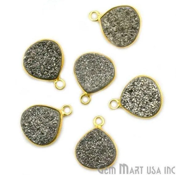 Necklaces Natural Titanium Druzy 10mm Single Bail Gold Plated Heart Gemstone Connector GemMartUSA