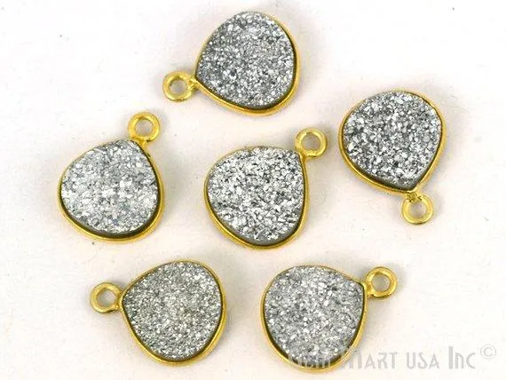 Necklaces Natural Titanium Druzy 10mm Single Bail Gold Plated Heart Gemstone Connector GemMartUSA