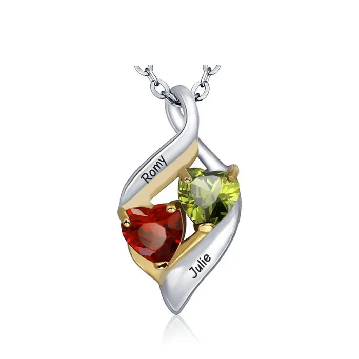 Necklaces Personalized Jewel Personalized 925 Sterling Silver Necklace with 2 Birthstones Trendy Name Engraved Womens Pendant Necklace Fashion Jewelry for Mother Daughter Necklaces Personalized Jewel Personalized 925 Sterling Silver Necklace with 2 Birthstones Trendy Name Engraved Womens Pendant Necklace Fashion Jewelry for Mother Daughter