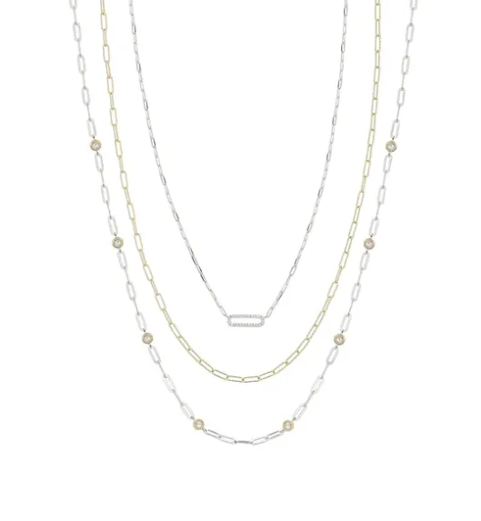 Necklaces Two Tone Versatile Triple Necklace Set SI5257 Charles Garnier
