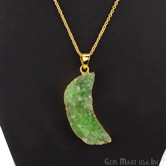 One Of A Kind Green Rough Druzy 43x14mm Gold Electroplated 18 Inch Chain With Pendant GemMartUSA Necklaces One Of A Kind Green Rough Druzy 43x14mm Gold Electroplated 18 Inch Chain With Pendant GemMartUSA Necklaces