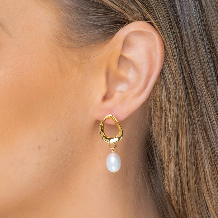 Organic Pearl Drop Earrings Camile Stone Earrings