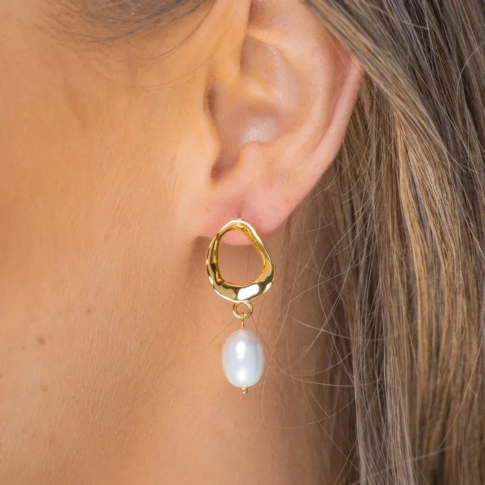 Organic Pearl Drop Earrings Camile Stone Earrings