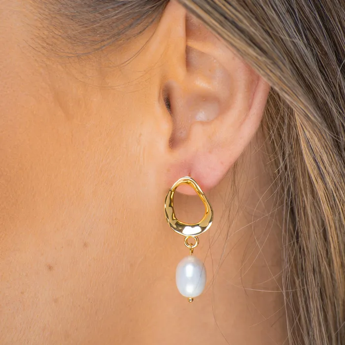 Organic Pearl Drop Earrings Camile Stone Earrings