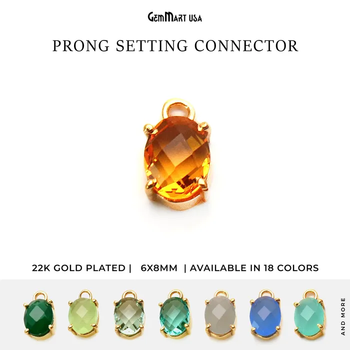 Oval 6x8mm Gold Plated Prong Setting Gemstone Connector Pick Stone GemmartUSA Earrings Oval 6x8mm Gold Plated Prong Setting Gemstone Connector Pick Stone GemmartUSA Earrings