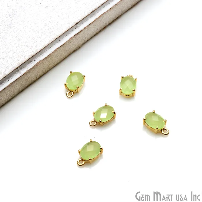 Oval 6x8mm Gold Plated Prong Setting Gemstone Connector Pick Stone GemmartUSA Earrings