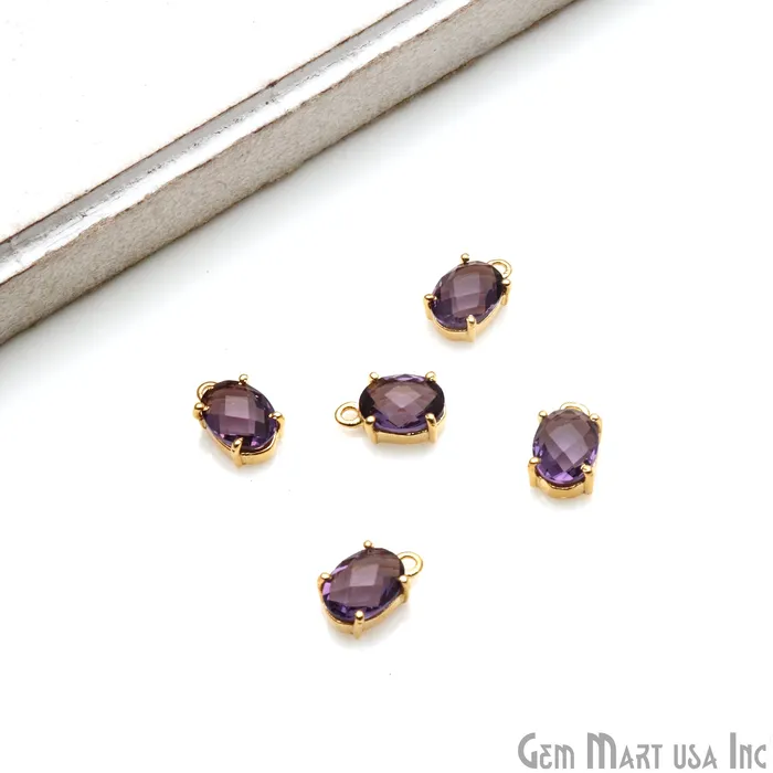 Oval 6x8mm Gold Plated Prong Setting Gemstone Connector Pick Stone GemmartUSA Earrings