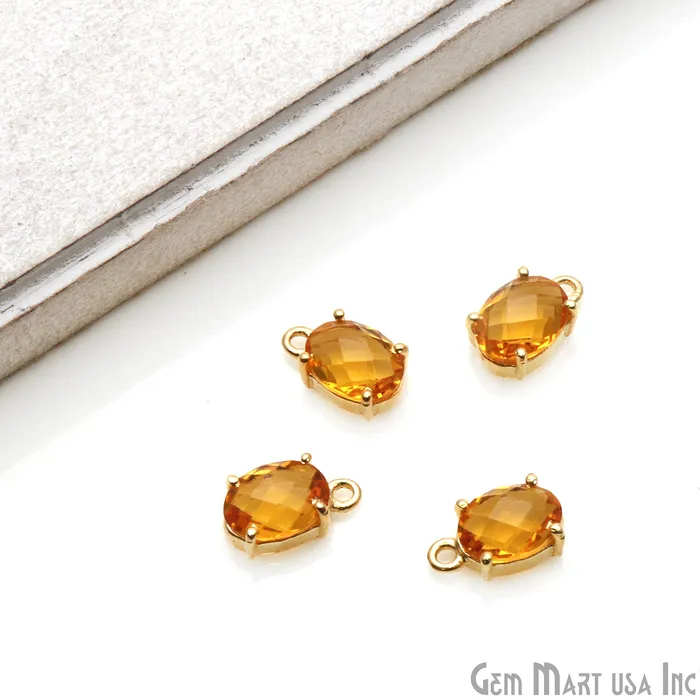Oval 6x8mm Gold Plated Prong Setting Gemstone Connector Pick Stone GemmartUSA Earrings