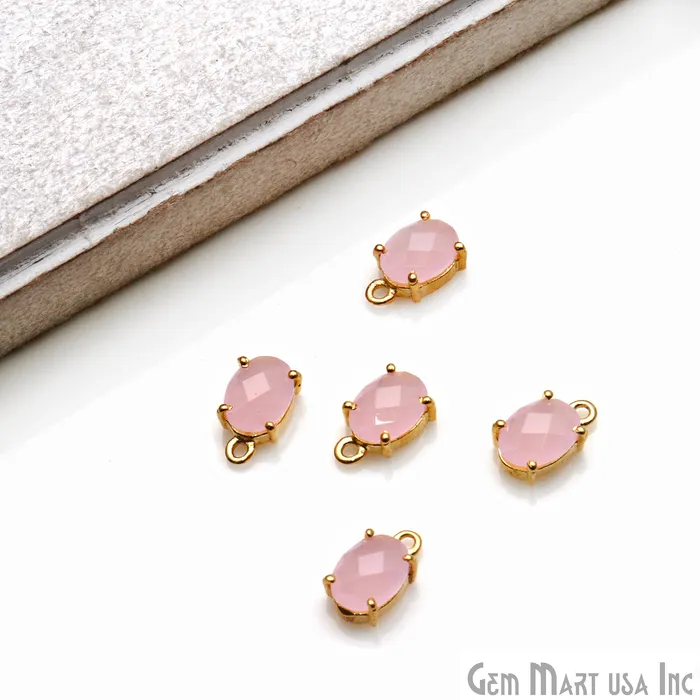 Oval 6x8mm Gold Plated Prong Setting Gemstone Connector Pick Stone GemmartUSA Earrings