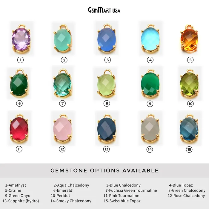 Oval 6x8mm Gold Plated Prong Setting Gemstone Connector Pick Stone GemmartUSA Earrings