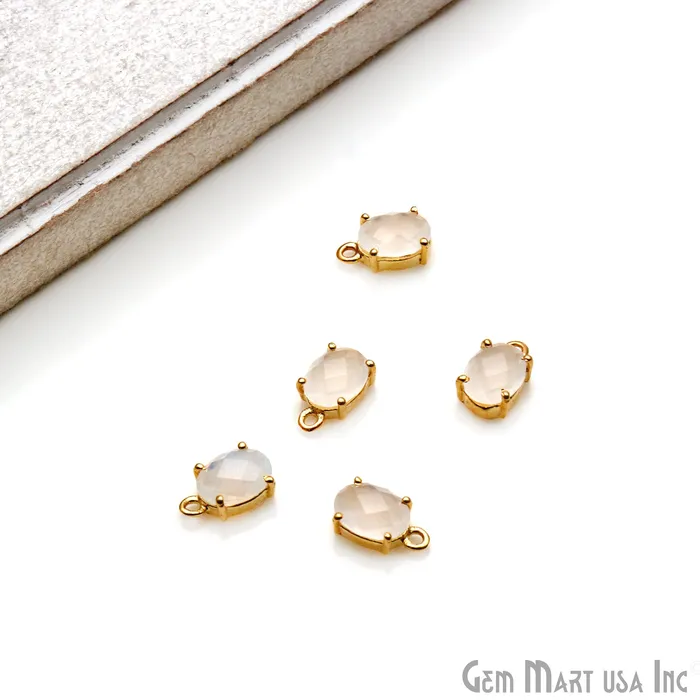 Oval 6x8mm Gold Plated Prong Setting Gemstone Connector Pick Stone GemmartUSA Earrings