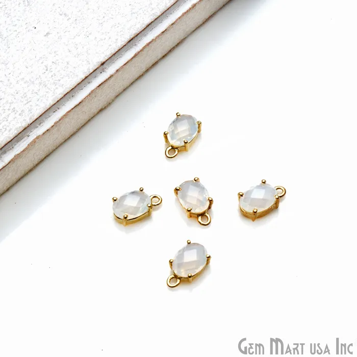 Oval 6x8mm Gold Plated Prong Setting Gemstone Connector Pick Stone GemmartUSA Earrings