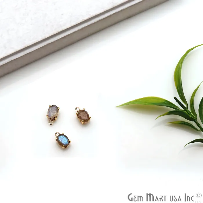 Oval 6x8mm Gold Plated Prong Setting Gemstone Connector Pick Stone GemmartUSA Earrings