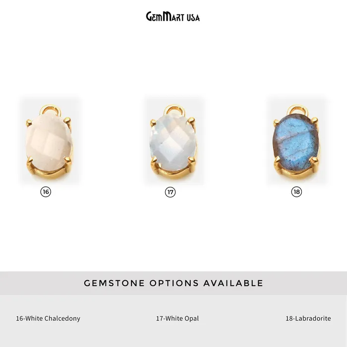 Oval 6x8mm Gold Plated Prong Setting Gemstone Connector Pick Stone GemmartUSA Earrings
