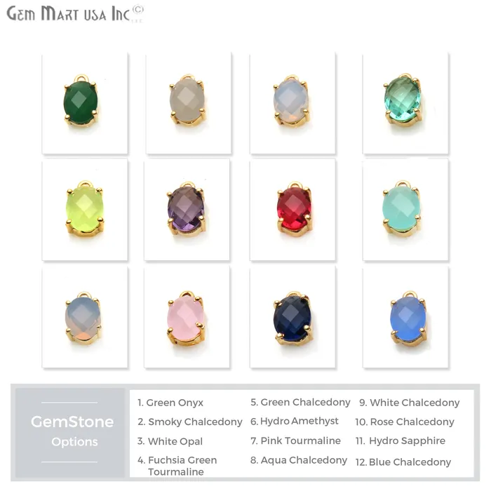 Oval 6x8mm Gold Plated Prong Setting Gemstone Connector Pick Stone GemmartUSA Earrings