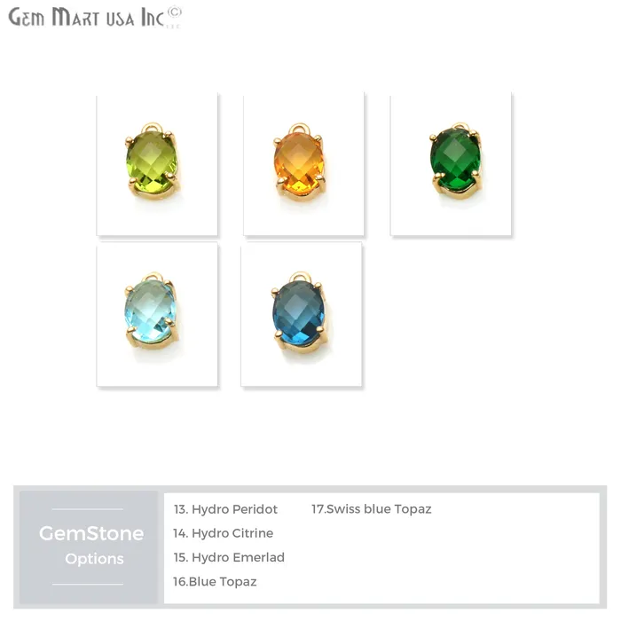 Oval 6x8mm Gold Plated Prong Setting Gemstone Connector Pick Stone GemmartUSA Earrings