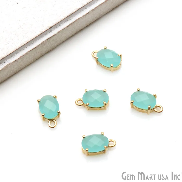 Oval 6x8mm Gold Plated Prong Setting Gemstone Connector Pick Stone GemmartUSA Earrings