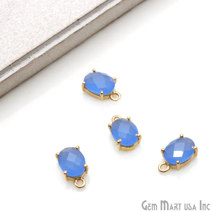 Oval 6x8mm Gold Plated Prong Setting Gemstone Connector Pick Stone GemmartUSA Earrings