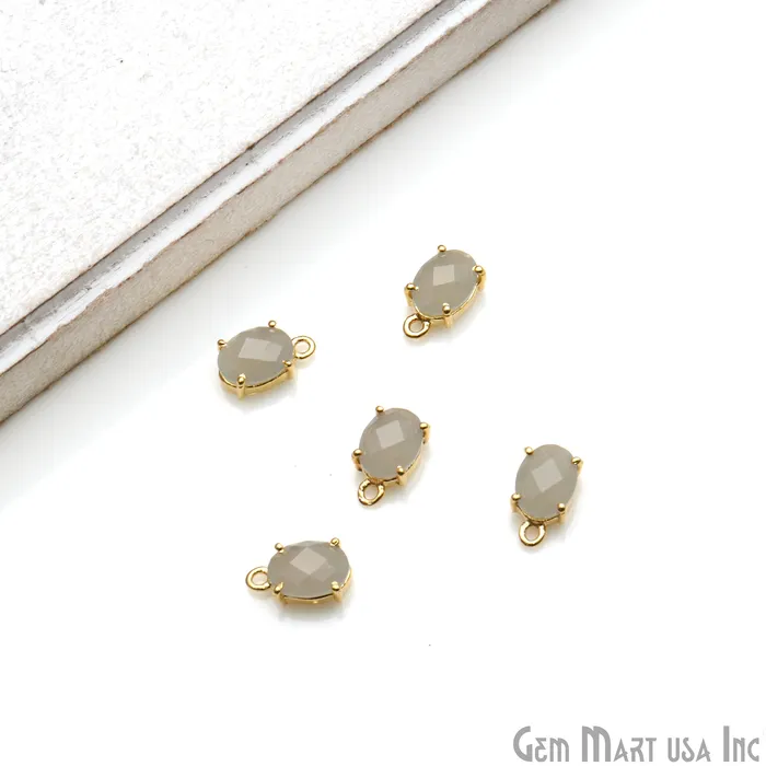 Oval 6x8mm Gold Plated Prong Setting Gemstone Connector Pick Stone GemmartUSA Earrings