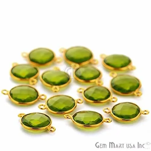Peridot Round 12mm Gold Plated Double Bail Bezel Gemstone Connector GemMartUSA Rings Peridot Round 12mm Gold Plated Double Bail Bezel Gemstone Connector GemMartUSA Rings