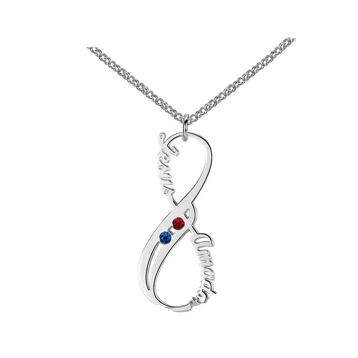 Personalized 925 Sterling Silver Fashion Jewelry Birthstone 8 Shape Pendants Two Custom Names customjewelryan Necklaces Personalized 925 Sterling Silver Fashion Jewelry Birthstone 8 Shape Pendants Two Custom Names customjewelryan Necklaces