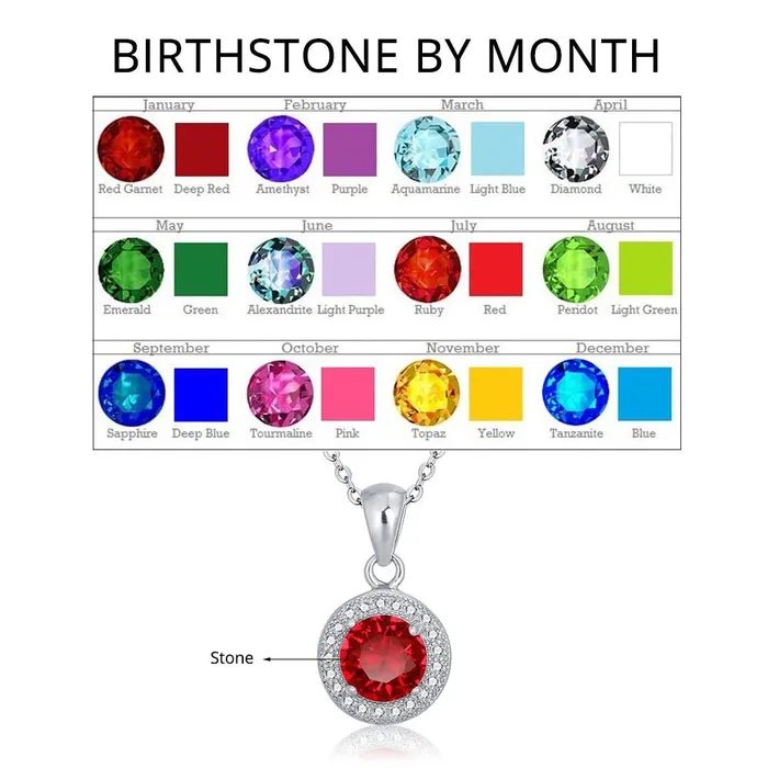 Personalized Jewel Necklaces Personalized 925 Sterling Silver Romantic Pendant Necklace 12 Color Options for Birthstone Classic Fashion Jewelry for Women