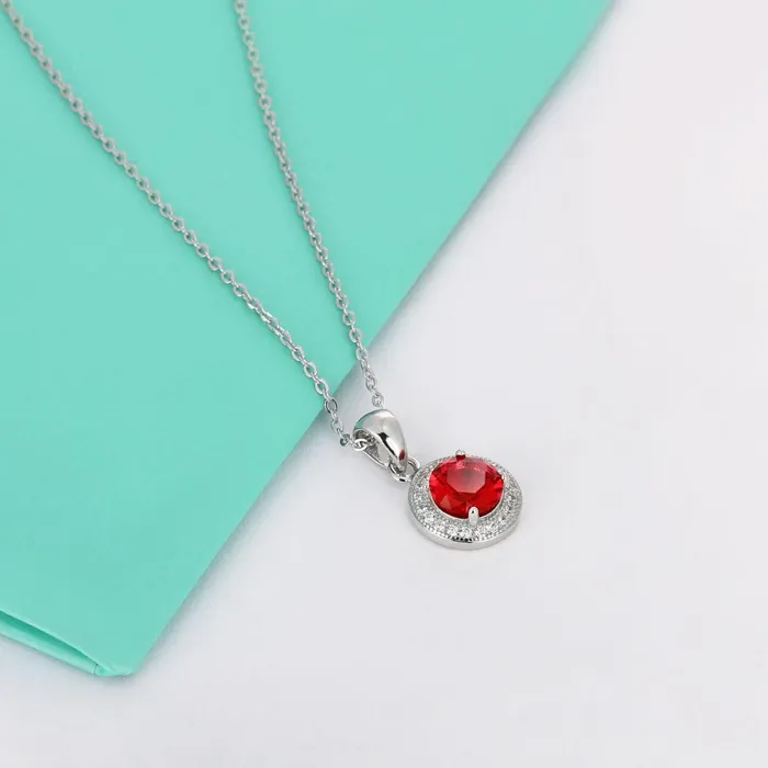 Personalized Jewel Necklaces Personalized 925 Sterling Silver Romantic Pendant Necklace 12 Color Options for Birthstone Classic Fashion Jewelry for Women