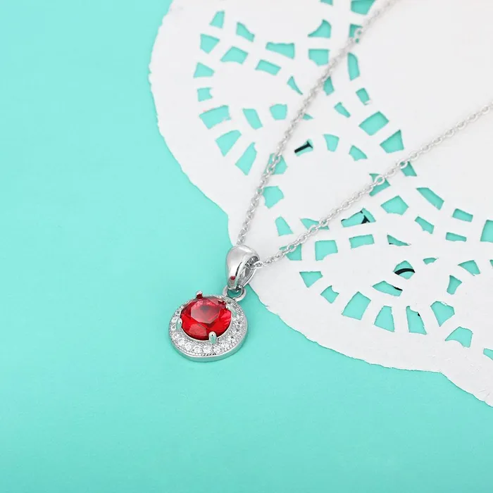 Personalized Jewel Necklaces Personalized 925 Sterling Silver Romantic Pendant Necklace 12 Color Options for Birthstone Classic Fashion Jewelry for Women
