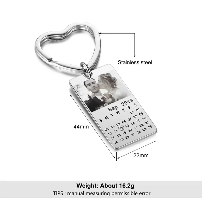 Personalized Stainless Steel Key Chains for Lovers with Custom Photo Date Best Fashion Anniversary Jewelry Gift Personalized Jewel Necklaces