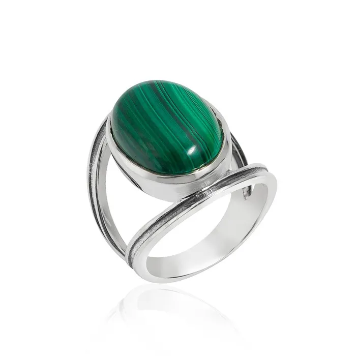 Rings 13x18 MM Malachite 925 Sterling Silver Split Shank Statement Ring YoTreasure