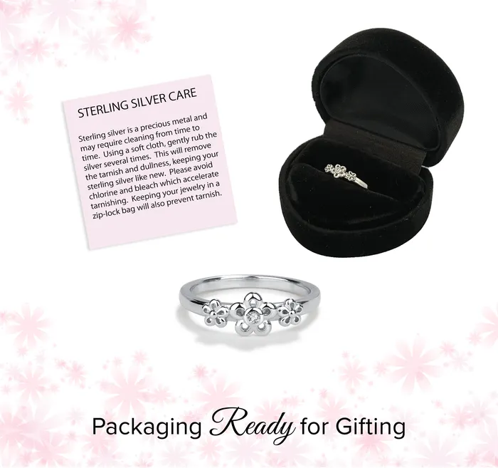 Rings Cherished Moments Sterling Silver Baby Ring with Daisy Flowers for Girls
