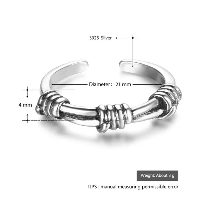 Rings customjewelryan 925 Sterling Silver Open Cuff Adjustable Ring Fashion Jewelry Gift for Women