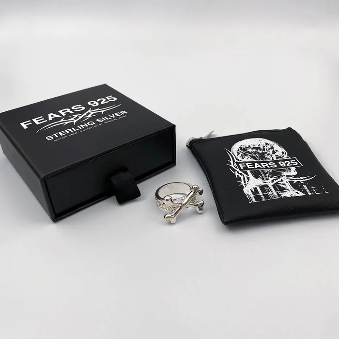 Rings FEARS 925 Never Surrender Crossbone Ring Sterling Silver