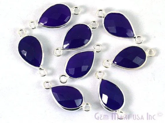 Rings GemMartUSA Pear Double Bail Silver Bezel 8x12mm Gemstone Connector