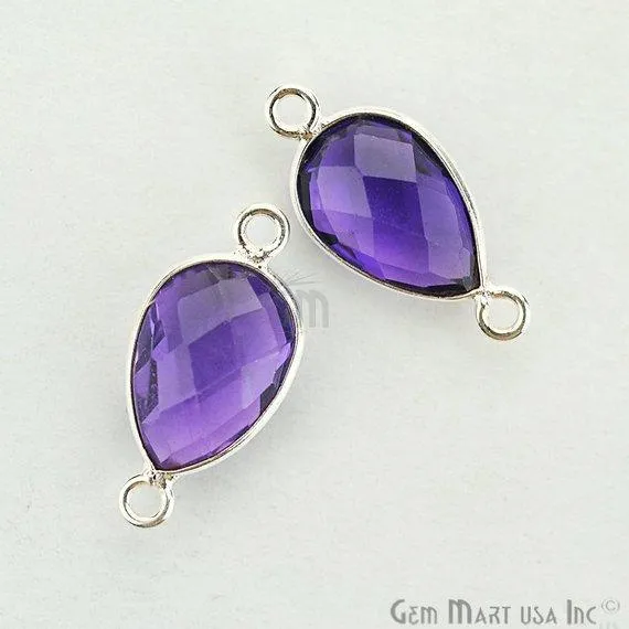 Rings GemMartUSA Pear Double Bail Silver Bezel 8x12mm Gemstone Connector