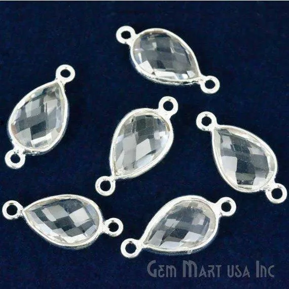Rings GemMartUSA Pear Double Bail Silver Bezel 8x12mm Gemstone Connector